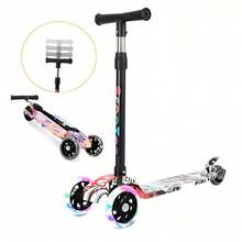 Scooter Infantil Ajustable con Luces LED Diseño Divertido para Niños Disponible en Rosa Azul y Negro - Azul - Ver 4