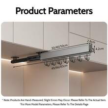 FOOKE 1pc Pull-Out Wardrobe Rod, Valet Rod For Wardrobe, Rail Slide Out Adjustable Heavy Duty Clothes Storage Hanger Rack, Pull-Out Telescopic Pants Rack, Shallow Cabinet For Organizing Pants And Clothes,Bedroom Decor Storage Organization And Storage - Multicolor - View 7