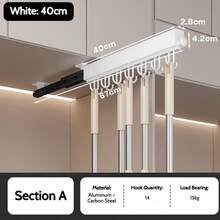 FOOKE 1pc Pull-Out Wardrobe Rod, Valet Rod For Wardrobe, Rail Slide Out Adjustable Heavy Duty Clothes Storage Hanger Rack, Pull-Out Telescopic Pants Rack, Shallow Cabinet For Organizing Pants And Clothes,Bedroom Decor Storage Organization And Storage - Multicolor - View 12
