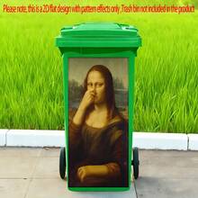 1张2D平面趣味蒙娜丽莎垃圾桶贴纸户外防水垃圾桶贴纸自粘墙纸家居墙面艺术厨房装饰 - 14.57*32.28inch - 查看 5