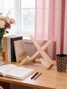 1个木质食谱架，餐厅及家庭使用展示架，慵懒书架相框 - 彩色 - 查看 1