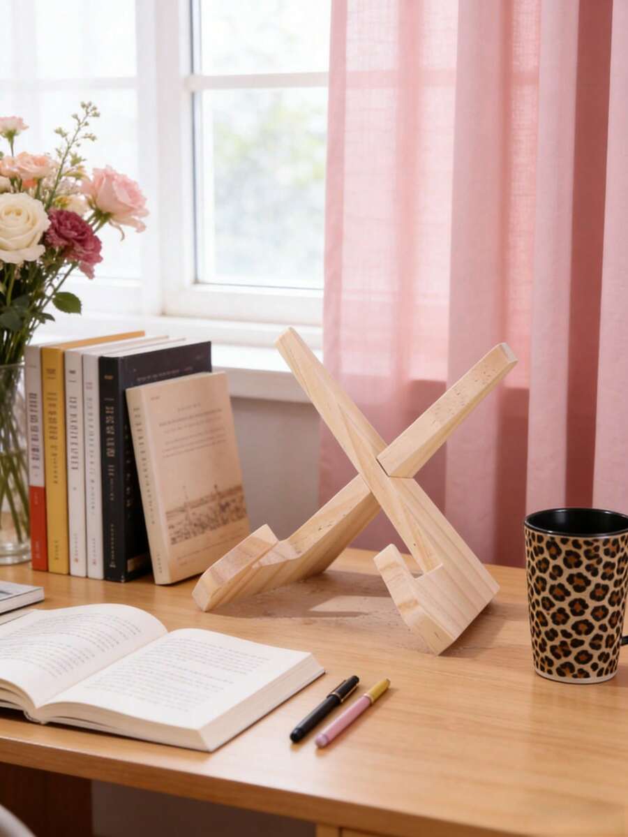 1个木质食谱架，餐厅及家庭使用展示架，慵懒书架相框 - 彩色 - 查看 1