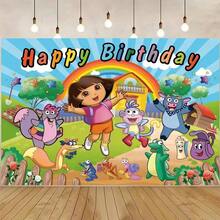 D-Dora E-Photography Backdrop Customizable Happy Birthday Party Decoration Children Photo Background Gifts - Kiểu B - Xem 2