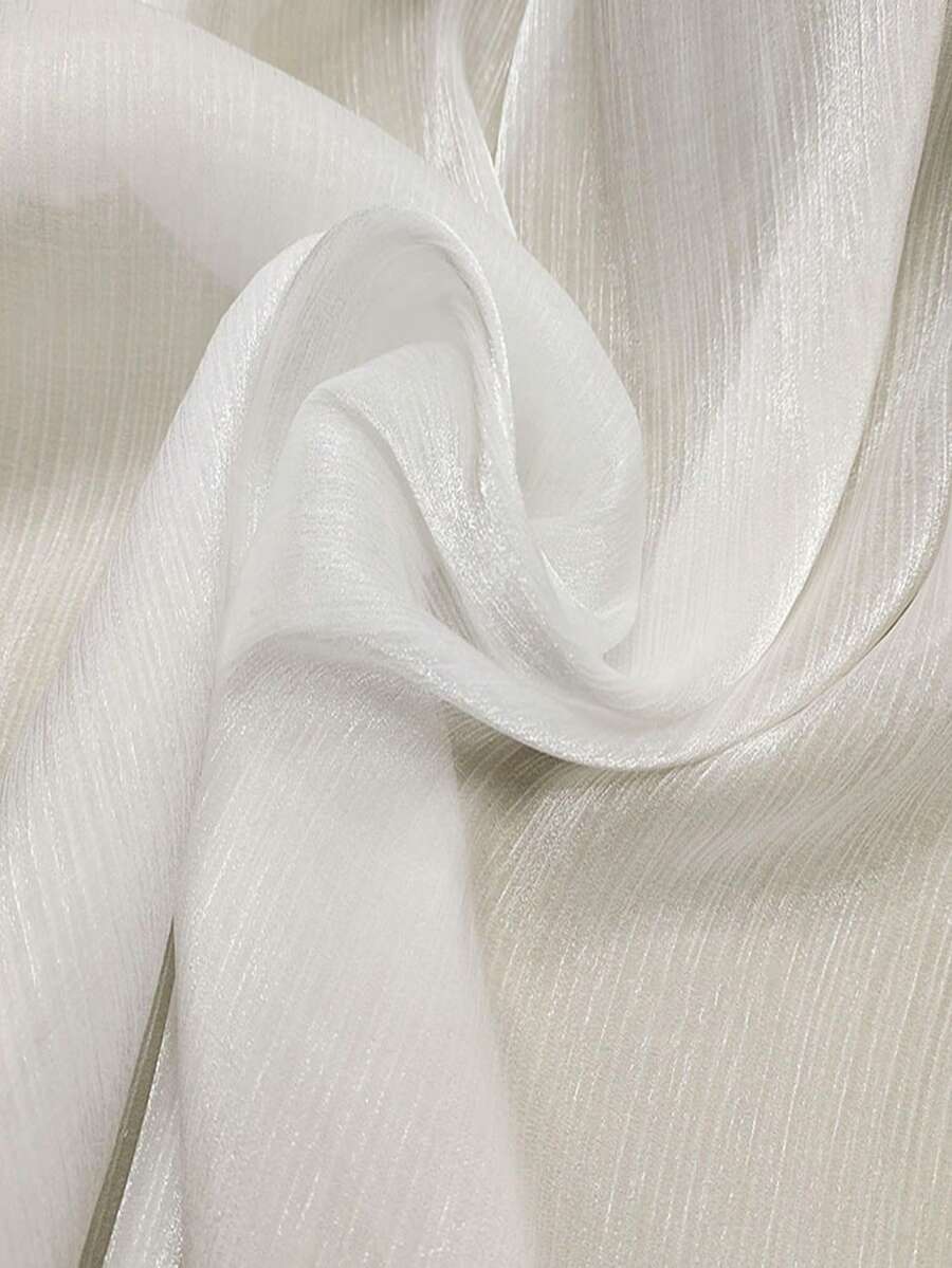 1块欧根纱面料，柔软、光泽、顺滑，中国风汉服/洛丽塔连衣裙面料 - 本白色 - 查看 1