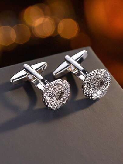 1 par de gemelos elegantes de cobre con diseño retorcido multicapa, gemelos de camisa franceses de moda para hombres