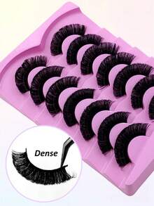 Rikuaild 7 pares de pestañas postizas rusas D-Curl gruesas y voluminosas, naturales y alargadoras, para crear ojos cautivadores - Pestañas Fluffy - Ver 10