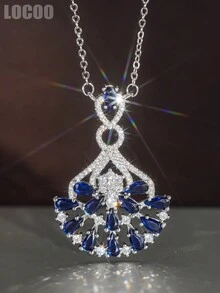1pc Women's Romantic Square Zirconia Pendant Necklace, Suitable For Wedding, Engagement, Anniversary, Party Wear, Valentine's Day Gift - 1# - View 1