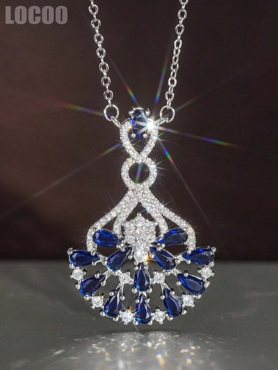 1pc Women's Romantic Square Zirconia Pendant Necklace, Suitable For Wedding, Engagement, Anniversary, Party Wear, Valentine's Day Gift - 1# - View 1
