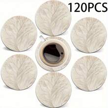 Set de 6 suporturi de pahare rotunde cu model imitație de lemn, imprimate 2D, potrivite pentru terasă, bucătărie, sufragerie, întâlniri acasă, decor pentru masă, cadou ideal pentru prieteni și familie în timpul sărbătorilor, nunților, zilelor de naștere, petrecerilor, accesorii pentru decorul casei - Multicolor - Vizualizare 11