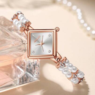 Đồng hồ nữ MOKAGO mặt vuông dễ thương và thanh lịch, dây đeo cá nhân hóa, thiết kế độc đáo và sáng tạo, mặt đồng hồ hình vuông không đều.