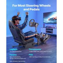 Lenkradständer, Racing Wheel Stand, Simulator-Cockpit, passend für Logitech G25, G27, G29, G920, G923, Thrustmaster T300RS, TX F458, T500RS, T3PA-PRO (F1/GT) und CSR-Pedale - für  G25, G27, G29, G920, G923 - Übersicht 2