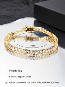 1条人造铂金镀18K金男女通用嘻哈手链，尺寸17厘米/18厘米/19厘米，适合派对和日常佩戴的礼物 - DV1BS41002 - 查看 12