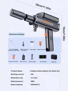 AKKHOO 860PSI 1GPM Wireless High Pressure Car Washer, Includes 3 Batteries, 5-In-1 Nozzle And 16.4ft Hose, Portable Power Cleaner For Car, Yard, Driveway - one-size - View 12