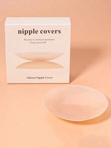 4片装可重复使用的超薄乳贴，附赠收纳礼盒，隐形自粘式乳贴，方便携带，内衣及贴身衣物，防止乳头凸出尴尬 - 米色 - 查看 4