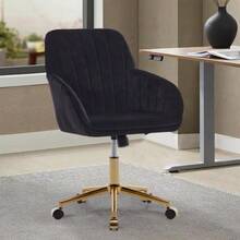 Height-Adjustable Office Swivel Chair For Home And Bedroom, Ergonomic Swivel Chair With Backrest, Suitable For Long Periods Of Sitting. - Black - View 3
