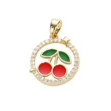 1pc Cherry Series Copper Pendant, Suitable For DIY Jewelry Accessories, Includes Cherry, Heart And Boot Elements, Vintage Style Multi-Purpose Pendant Accessory - Cherry - View 37