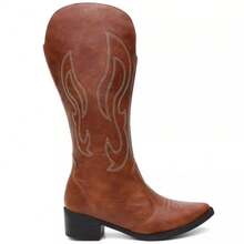 Women's Western-Style High-Top Cowboy Boots With Embroidery,  For Rodeos. - Rust Brown - View 3