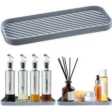 1/2/3/25 piezas Alfombrilla de drenaje, Alfombrilla de drenaje para tocador de baño, Alfombrilla impermeable para encimera, Jabonera y soporte para cepillo de dientes Alfombrilla de almacenamiento multifunción - Multicolor - Ver 2