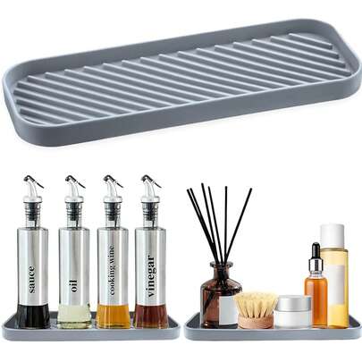 1/2/3/25 piezas Alfombrilla de drenaje, Alfombrilla de drenaje para tocador de baño, Alfombrilla impermeable para encimera, Jabonera y soporte para cepillo de dientes Alfombrilla de almacenamiento multifunción