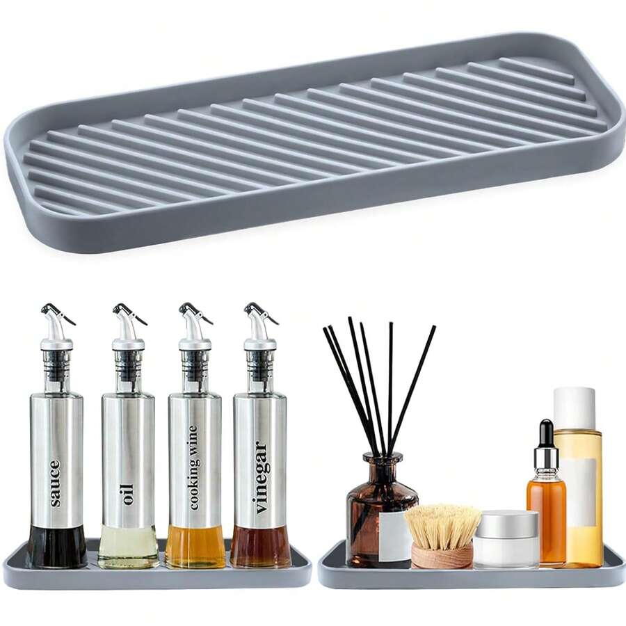 1/2/3/25 piezas Alfombrilla de drenaje, Alfombrilla de drenaje para tocador de baño, Alfombrilla impermeable para encimera, Jabonera y soporte para cepillo de dientes Alfombrilla de almacenamiento multifunción