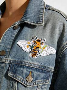 1件蜜蜂与花朵刺绣布贴，涤纶材质，休闲风格，可手洗，耐用男士新奇配饰，适用于服装和包袋 - 蜜蜂 - 查看 5