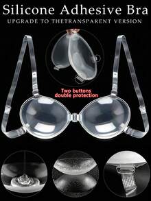 Pétalas de silicone adesivas transparentes para sutiã, ideais para fotografia de casamento, vestidos sem alças, sutiãs invisíveis, vestidos, macacões, viagens e férias. Realçam o decote e oferecem sustentação para um busto sensual. - Multicolorido - Ver 2