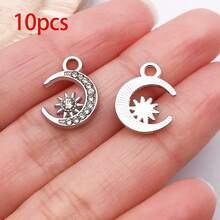 10/30 chiếc mặt dây chuyền đính đá lấp lánh hình ngôi sao, mặt trăng, mặt trời mạ vàng dùng để làm trang sức thủ công DIY, vòng cổ, vòng tay, bông tai. - Nhiều màu - Xem 31