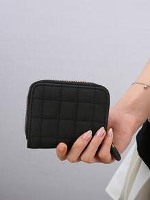 1pc Classic Rhombus Pattern Coin Purse, Square Shaped Zipper Wallet With Large Capacity Design For Easily Storing Bank Cards, ID, Coins And Keys, Retro Rhombus Embossed Craftsmanship, PU Leather Material Durable Scratch-Resistant Waterproof Anti-Dirty, Soft Smooth Touch Not Easy To Pilling And Deformation, Smooth Zipper Opening And Closing Without Jamming, Tight Zipper Closure To Prevent Falling - Multicolor - View 6