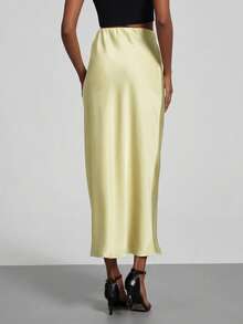 Chân váy maxi nữ Se-Helo Fashion chất liệu satin co giãn - Màu vàng nắng, thanh lịch mùa xuân. - Ánh nắng vàng - Xem 8