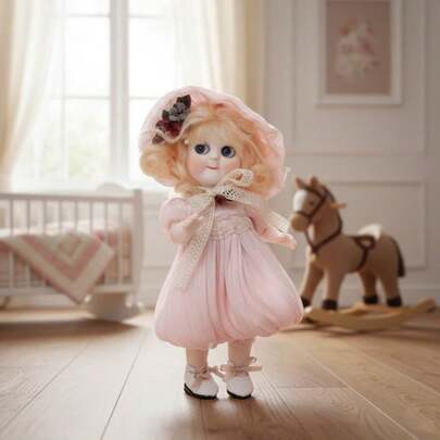 Cloveray 8英寸复古陶瓷娃娃，采用高档彩绘工艺，身穿洛丽塔蕾丝连衣裙，头戴兔耳帽，款式多样，关节可活动，极具收藏价值，是少女卧室装饰的理想之选，也是送给闺蜜或情人节的礼物。