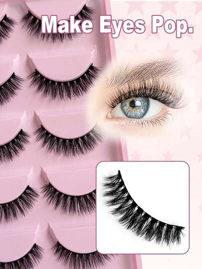 5 Pairs Natural Look False Eyelashes, Fluffy & Soft 3D Lashes, Lengthening & Lightweight, Multi-Layered Design. Short & Dense False Lashes, Makeup Products Suitable For Weddings, Parties, Nightclubs, Daily Commute, Work Meetings. Natural Look False Lashes, Comfortable To Wear, Realistic & Lifelike, Full Strip Lashes, Long-Lasting & Voluminous, Popular Makeup Tool, Complete False Eyelashes, Full Strip Eyelashes.