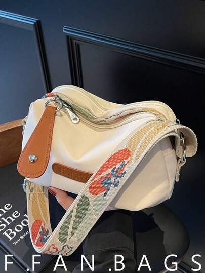 1 pièce Sac bandoulière, sac à main, étui pour téléphone polyvalent avec application de fleur, convient pour les voyages, les vacances, les achats
