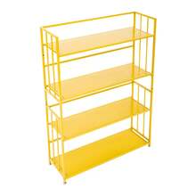 4-Tier Metal Book Shelf, Gold Book Storage Rack, Multi-Use 4-Layer Stand, Book Shelf For Living Room Home Office Study, Open Storage Rack And Display Shelves, Wide Book Case For Home Office Bedroom, Easy To Assemble And Sturdy - Gold - View 7