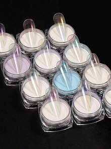 12 piezas de polvo de uñas con efecto de aurora de sirena, polvo de luz de luna, polvo de perla para decoración de arte de uñas DIY - Multicolor - Ver 5