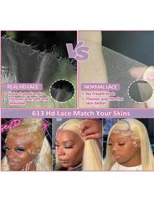 即戴即走的无胶假发，真人混纺发丝，预先拔毛，预先剪裁，5x5、13x4、13x6高清蕾丝闭合假发，蕾丝前假发，真人混纺发丝，预先拔毛，200密度直发蕾丝前假发，真人混纺发丝 - S613 - 查看 6