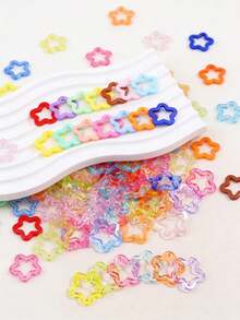20pcs Cute Colorful Flower, Star, Pentagram, Bell Keychain DIY Accessories, Candy Color Pendants - Hollow Out Five-pointed Star - View 2