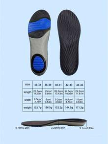 1 Cặp lót giày thể thao unisex giảm sốc, hỗ trợ vòm bàn chân, thấm hút mồ hôi, có thiết kế hình chữ U ở gót chân, có thể cắt tỉa toàn bộ chiều dài. - Màu xanh lam - Xem 2