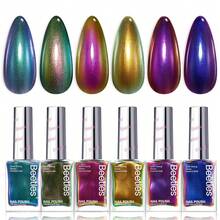 Beetles 6 Colors 7.5ml/0.25 Fl Oz Nail Polish Set - Love In Echo Quick Dry Spring Formula, Salon Long Lasting DIY Pastel Nail Art Gifts For Women - 6 Colors Holographic Ember - 查看 9