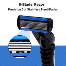 6-Layer Razor Head Manual Shaver, Stainless Steel Classic Double Edge Blade Razor Smooth Shaving Beard Moustache Manual Shaver - Multicolor - View 5