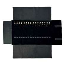 Velvet Travel Jewelry Roll Bag Organizer For Necklace Elastic Band And Anti-Winding Black - 黑色 - 查看 3