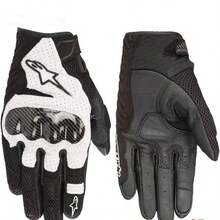 Alpinestars SMX-1 AIR V2 摩托车手套，超细纤维皮革碳纤维材质，适用于骑行、摩托车、越野摩托车、自行车，透气防护，耐磨，触屏操作，男女通用 - 白色 - 查看 4