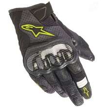 Alpinestars SMX-1 AIR V2 摩托车手套，超细纤维皮革碳纤维材质，适用于骑行、摩托车、越野摩托车、自行车，透气防护，耐磨，触屏操作，男女通用 - 綠色 - 查看 2
