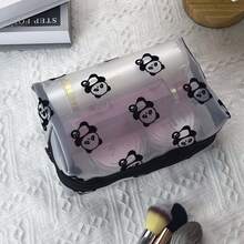 可爱黑白熊猫透明网纱化妆品收纳包 - 旅行洗漱包 - 彩色 - 查看 3
