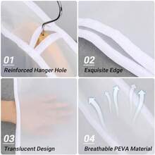 Fundas de hombro para colgar ropa 24 x 12 x 2 pulgadas paquete de 24 fundas de hombro de plástico transparente transpirable para clóset playera traje chamarra chamarra vestido vestido - Translcido - Ver 3