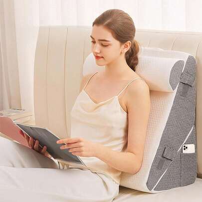 Agislone Bed Wedge Pillow, Memory Foam Sleeping Support Pillow With Headrest Adjustable Incline Cushion For Acid Reflux, Gerds, Back Pain, Snoring, Leg Elevation