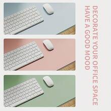 1 Piece Of Leather Mouse Pad, Faux Leather Desk Mat, Waterproof And Stain-Resistant Keyboard Mat, Simple Solid Color Computer Mat, Suitable For Office, Desk, Or Dining Table, Easy To Clean, Available In Various Colors: Pink, Blue, Green, Yellow, Gray, Black. - 淡咖啡 - 查看 2