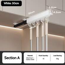 FOOKE 1pc Pull-Out Wardrobe Rod, Valet Rod For Wardrobe, Rail Slide Out Adjustable Heavy Duty Clothes Storage Hanger Rack, Pull-Out Telescopic Pants Rack, Shallow Cabinet For Organizing Pants And Clothes,Bedroom Decor Storage Organization And Storage - Multicolor - View 20