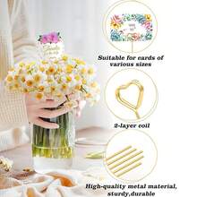 30Pcs Floral Card Holder Picks-Wire Place Card Holder For Wedding-Metal Photo Picture Clip Holder-Table Name Number Holder,Memo Note Holder For Flower Arrangement,Wedding,Baby Shower,Party,Decorations - Multicolor - View 2