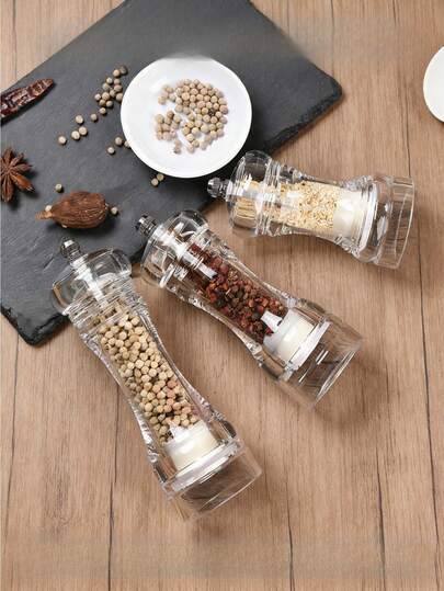 手动黑胡椒研磨器，粗细可调，多功能调味瓶，适用于胡椒粒、海盐、芝麻，时尚简约设计，易于清洁，经久耐用，牛排、烧烤调味必备