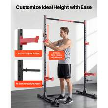 Power Cage Rack, Multifunctional Squat Rack For Home Gym, Width-Adjustable Workout Strength Training Equipment With 6 Band Pegs, Landmine Attachment & Safety Bars For Bench Press Squats Pull-Up - Pull-bar type, adjustable width - 查看 5